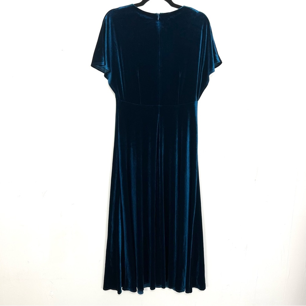 Taylor Velvet Maxi Dress Teal Blue Flutter Sleeve 8 Medium Party Cocktail - Picture 3 of 3